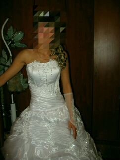 Свадебное платье,перчатки в подарок