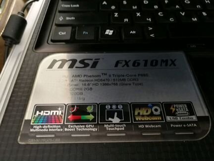 Ноутбук MSI FX 610 MX