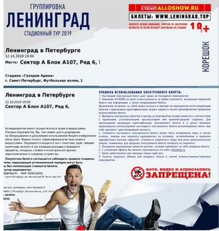 Билет на Ленинград сектор А
