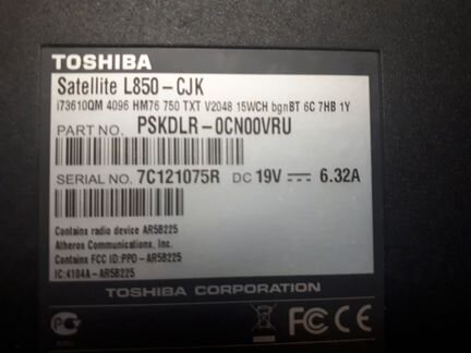 Ноутбук Toshiba L850 на Intel Core i7