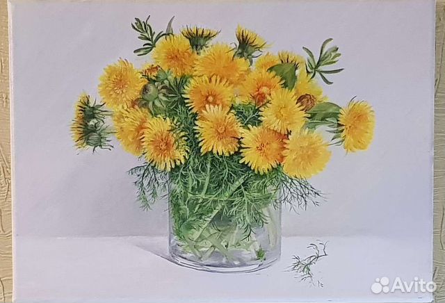 Картина маслом. Одуванчики