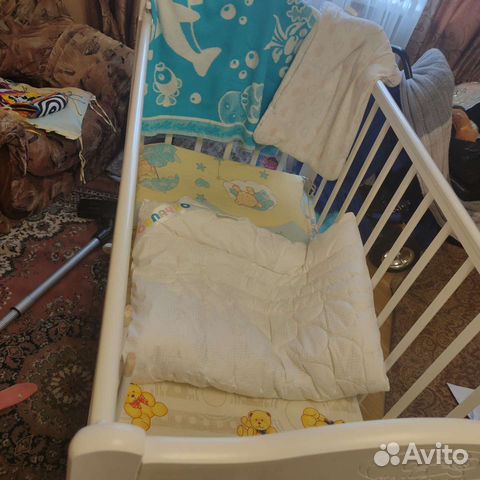 Детская кроватка и матрас + бортики