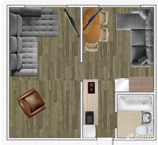 

2-к. квартира, 34,5 м², 2 кровати