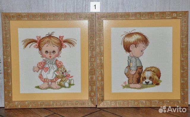 Вышитые картины в детскую, ручная работа
