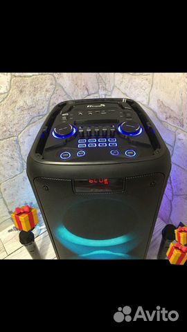 Колонка мощная 1000w 2 микрофона караоке