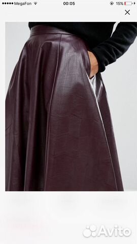 Юбка кожаная (эко) длинная фиолетовая