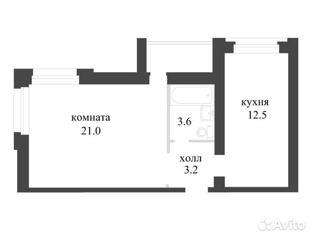 1-к квартира, 43.1 м², 1/3 эт.