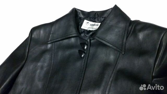 Куртка кожаная женская лайкра чёрная L XL