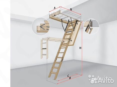 Лестница мансардная раскладная LWS Plus 70*120*335