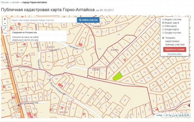 Кадастровая карта республика алтай майминский район алферово