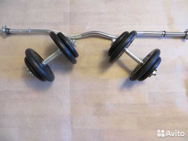 Штанга общим весом 37 кг + гантели (новое)