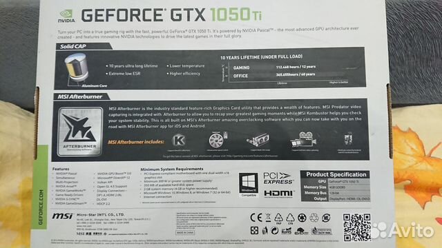 Видеокарта msi geforce GTX1050TI