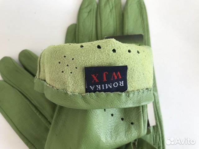 Новые зеленые перчатки натуральная кожа 7