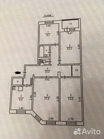 4-к квартира, 81.3 м², 6/9 эт.