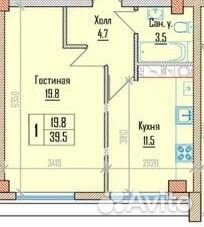 1-к квартира, 39.5 м², 7/10 эт.
