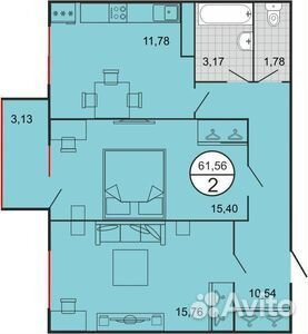 2-к квартира, 62 м², 3/7 эт.