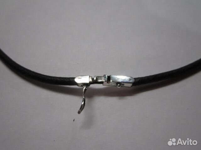 Кожаный шнурок с замком из серебра 925 пробы
