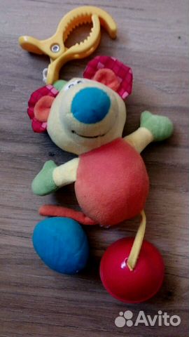 Погремушка мягкая Мышь с прищепкой