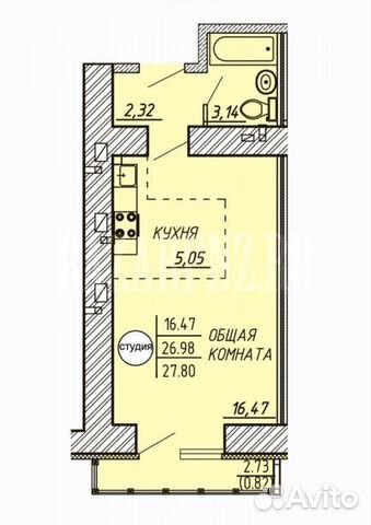 Студия, 27.8 м², 6/17 эт.