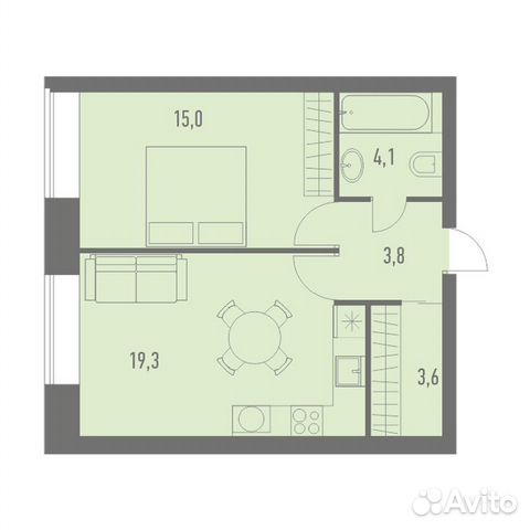 1-к квартира, 45.8 м², 8/23 эт.