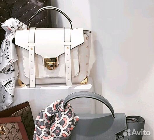 Сумка женская кожа Michael Kors белая золото