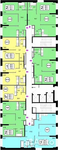 2-к квартира, 65.5 м², 14/22 эт. 2-к квартира, 65.5 м², 14/22 эт.