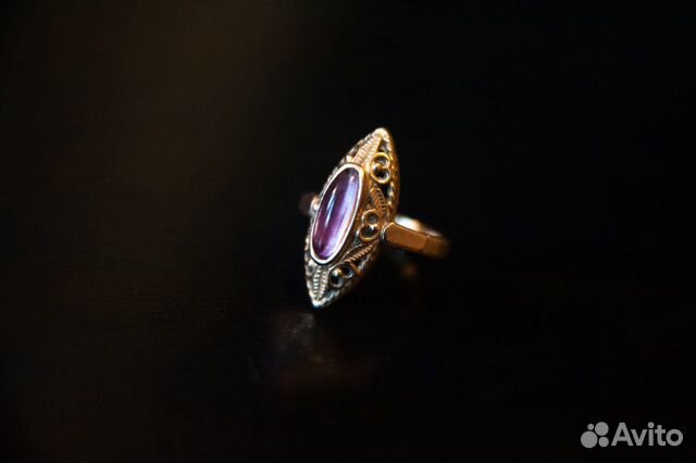 Золотое кольцо с александритом, 585 проба СССР