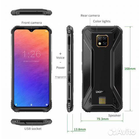 Защищёный Doogee+ Helio P90, 8+128GB, 48мп, 9000мА Защищёный Doogee+ Helio P90, 8+128GB, 48мп, 9000мА