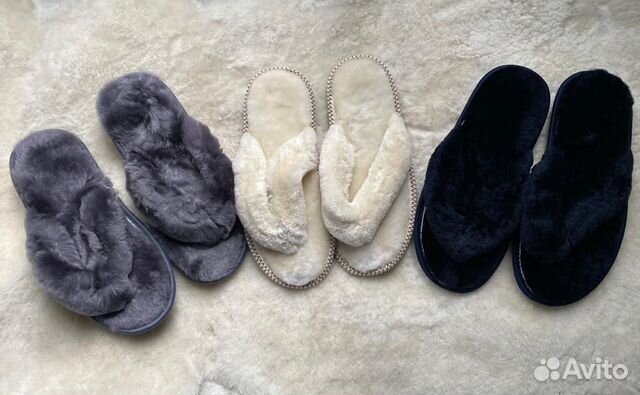 Меховые шлепанцы из натурального мутона