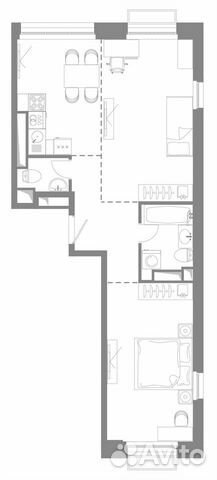 2-к квартира, 59.5 м², 16/16 эт. 2-к квартира, 59.5 м², 16/16 эт.