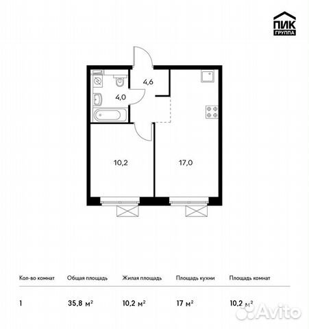 1-к квартира, 35.8 м², 25/25 эт. 1-к квартира, 35.8 м², 25/25 эт.