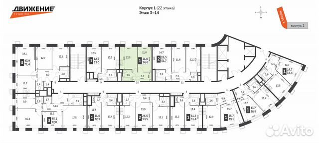 1-к квартира, 34.6 м², 10/22 эт.