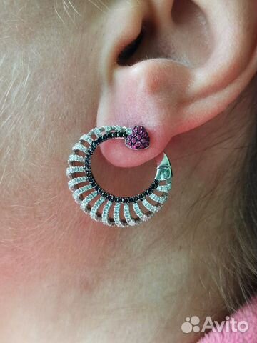 Серьги из серебра с фианитами
