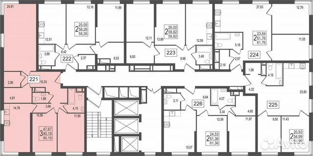 3-к квартира, 90.2 м², 9/27 эт.