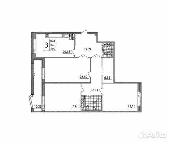 3-к квартира, 141 м², 5/15 эт. 3-к квартира, 141 м², 5/15 эт.