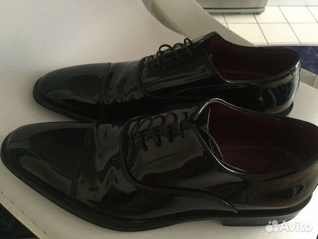 Мужские черные лаковые туфли hugo boss 41.5-42 Мужские черные лаковые туфли hugo boss 41.5-42