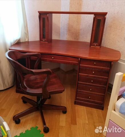 Стол компьютерный угловой с креслом (массив берёзы Стол компьютерный угловой с креслом (массив берёзы