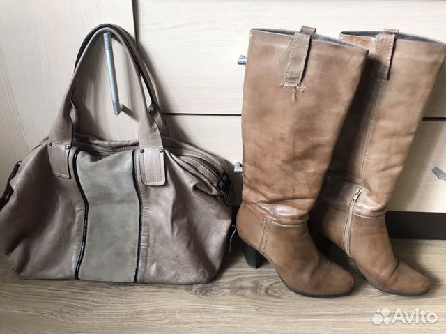 Набор из натуральной кожи (сапоги+сумка)