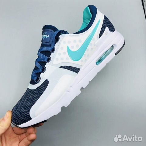 Nike Air Max Zero белые синие с голубым значком