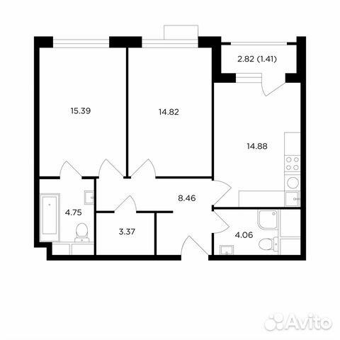 2-к квартира, 67.2 м², 14/27 эт.