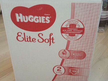Подгузники Huggies Elite Soft, 4-6 кг, 164 шт