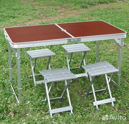 Стол усиленный складной+алюминиевые стулья
