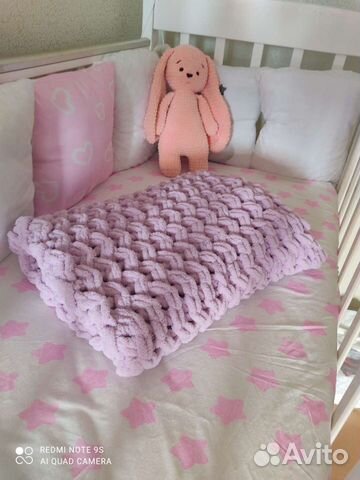 Плед детский вязаный. Плюшевый плед