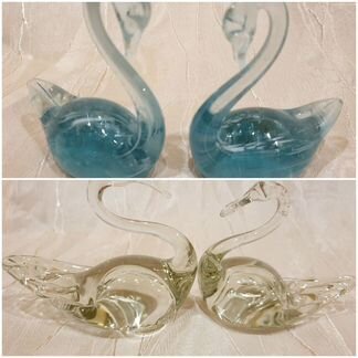 Статуэтка лебедь стекло хрусталь