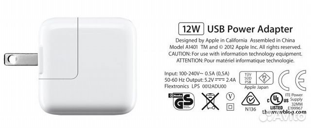 USA Адаптер питания Apple USB type A