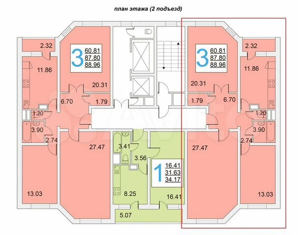 3-к. квартира, 88 м², 6/17 эт.