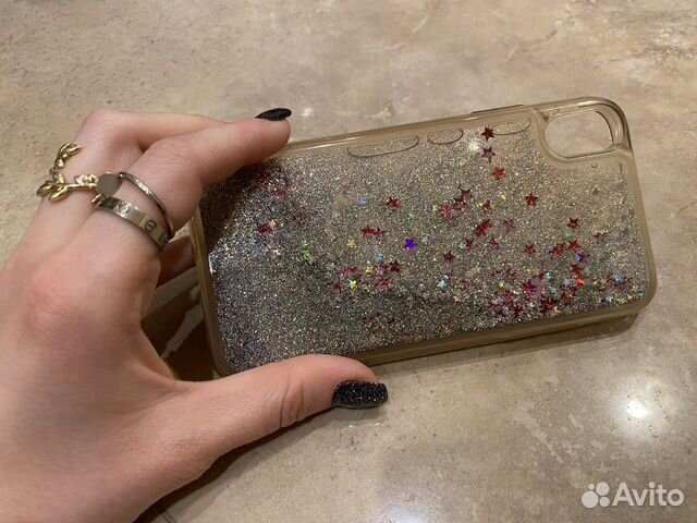 Жидкий чехол с блестками на Apple iPhone XR