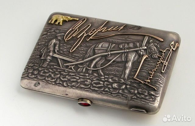 Портсигар, серебро 84 пробы, золото, эмаль, Москва