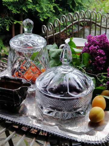 Винтажная хрустальная конфетница, банка с крышкой купить в Москве ...