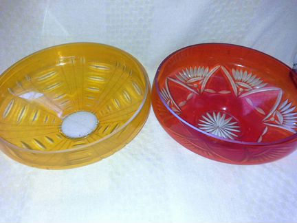 Вазы для фруктов из цветного стекла и хрусталя